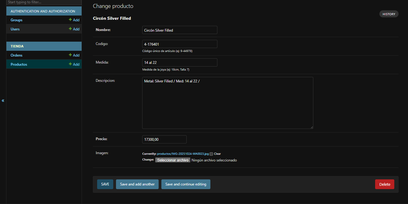 Panel de administrador: Formulario para Cargar Productos